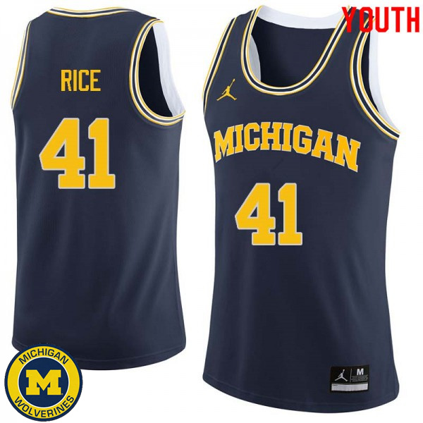 Youth Michigan Wolverines #41 Glen Rice Navy Alumni Basketball Jersey